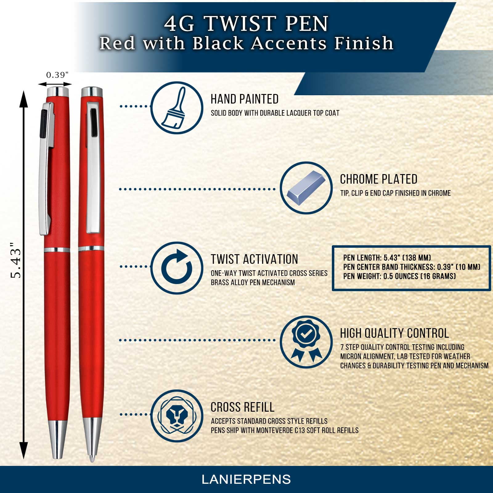 4G Ball Pen - Red with Black Accents with Single Gift Box Maple