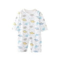thumbnail image 1 of Romper for Baby Girls, Baby Jumpsuit Newborn Printing Romper Long Sleeve Button Crawling Clothes, 1 of 4