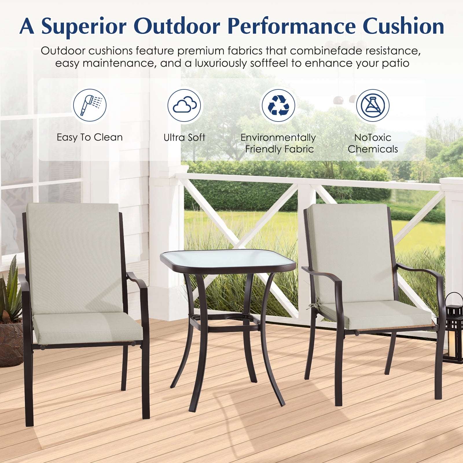 Outdoor Chair Cushions, Thick Patio Seat Cushions Outdoor Chair Pads, 42"L x 18"W Rectangle Waterproof Outdoor Chair Cushion Garden Sofa Couch Chair Pads, Premium Comfortable, Gray