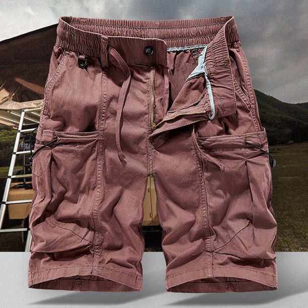 pstuiky Pantalones cortos para hombre, Pantalones cortos cargo con bolsillo y cintura elástica de color liso para hombre Pantalones cortos de golf