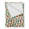 thumbnail image 2 of Owls Soft Flannel Fleece Throw Blanket, Cartoon Style Cheerful Animal with Native Prehistoric Patterns Funny Childish, Cozy Plush for Indoor and Outdoor Use, 50" x 60", Multicolor, by Ambesonne, 2 of 5