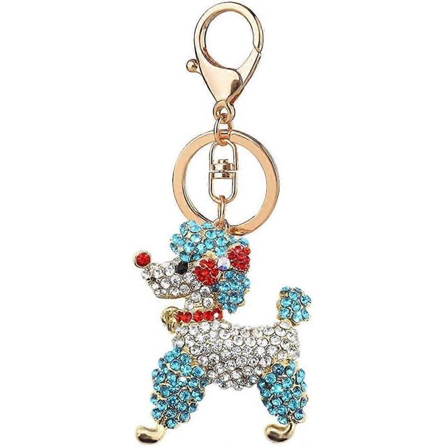 Llavero con cadena colgante de diamantes de imitación KAIYANG forma de perro caniche