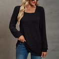 thumbnail image 4 of Mujer Camiseta de manga larga manga soplo casual suelta color puro moda transpirable mujer sudadera negro M, 4 of 6