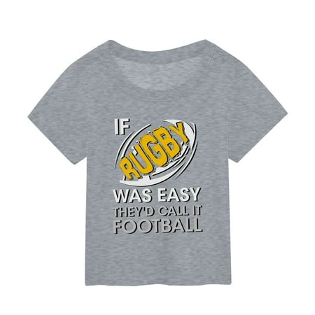 

LIhncine Toddler Girl T Shirts American Football Fans Sports Gift Summer Kids Character Football Letter Printing Short Sleeve Out Wear T Shirt For Boy And Girl Girls Graphic Tees(Grey 1-2 Years)