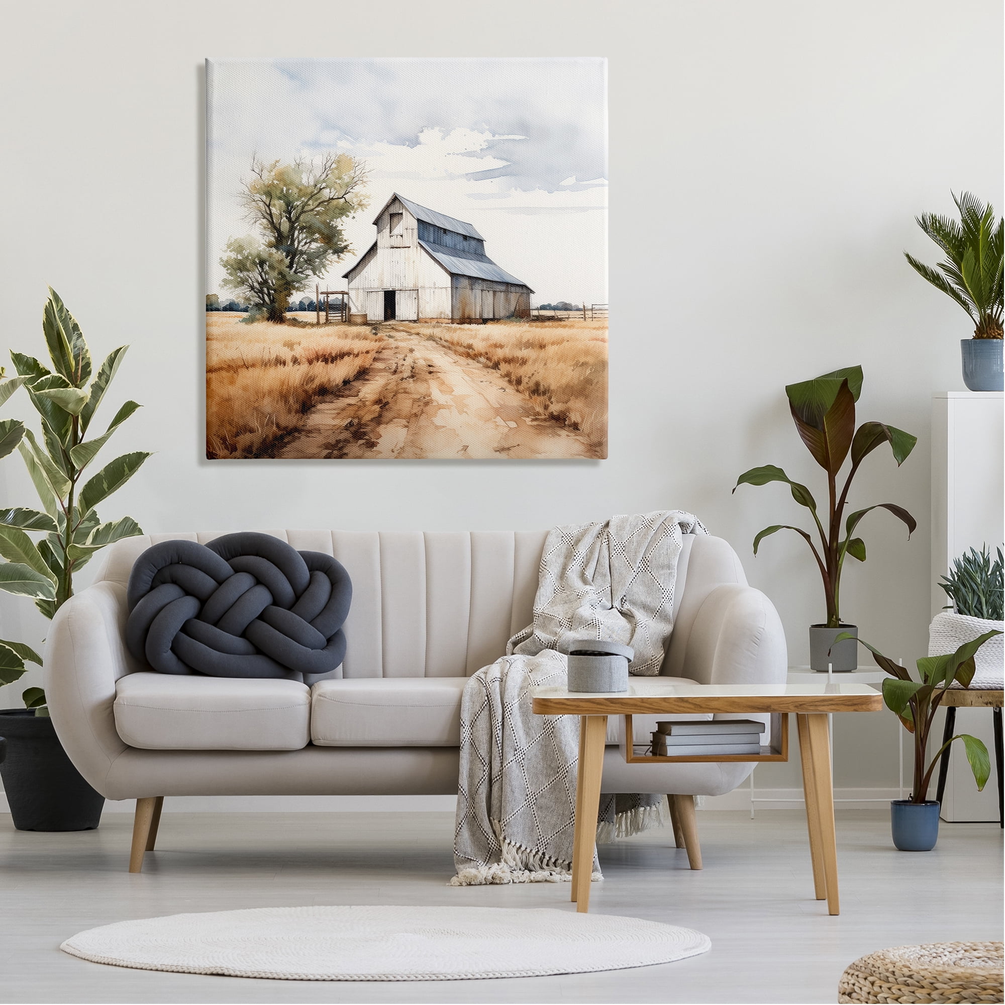 Stupell Industries Farmhouse Barn Landscape Landscape Painting Gallery Wrapped Canvas Art Print Wall Art, 36 x 36