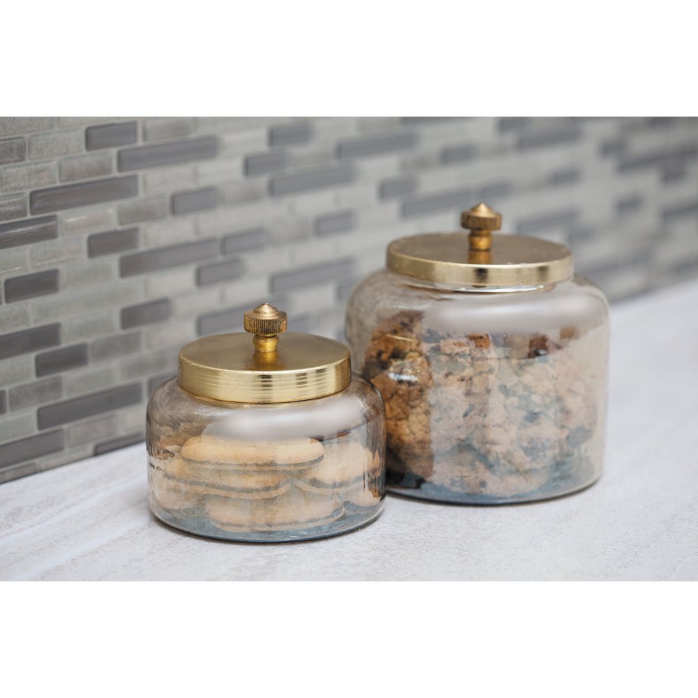 CosmoLiving by Cosmopolitan Small, Round, Decorative Gold Smoked Glass