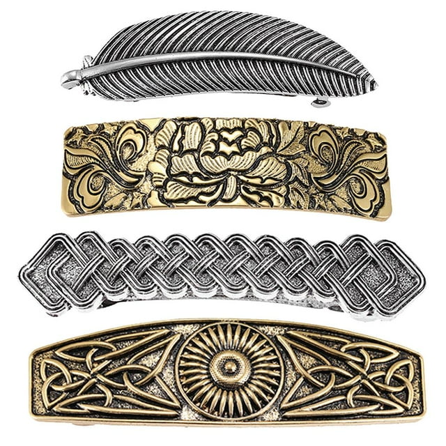 4pack Barrette Holder Celtic Tallado Convexo Pinza De Pelo Decoración Para El Cabello Tocado Sunnimix pasadores de pelo de mujer retro