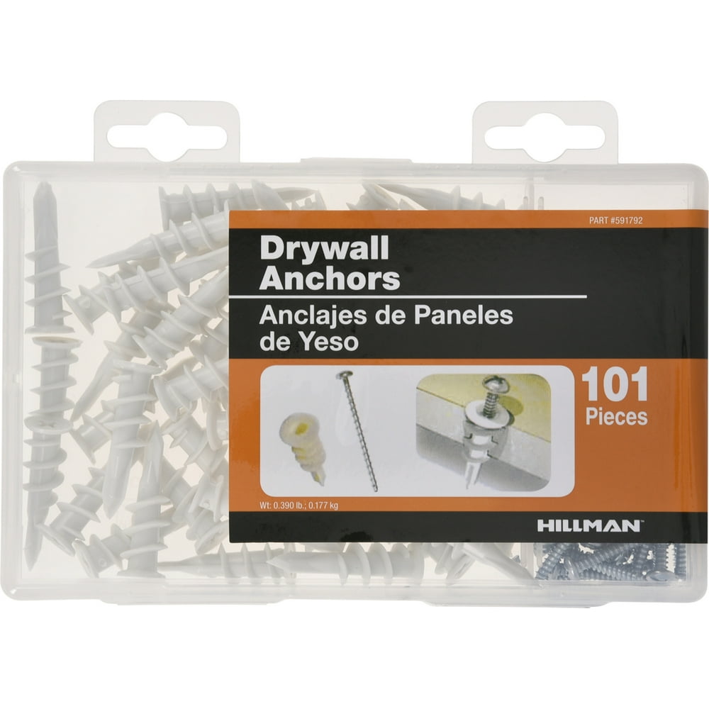 Hillman 591792 Medium Nylon Drywall Wallboard Anchor Kit, Shark Tooth