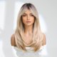 thumbnail image 4 of Peluca rubia para mujer, pelo sintético natural largo, mujer, peluca dorada clara de fibra resistente al calor, 4 of 5
