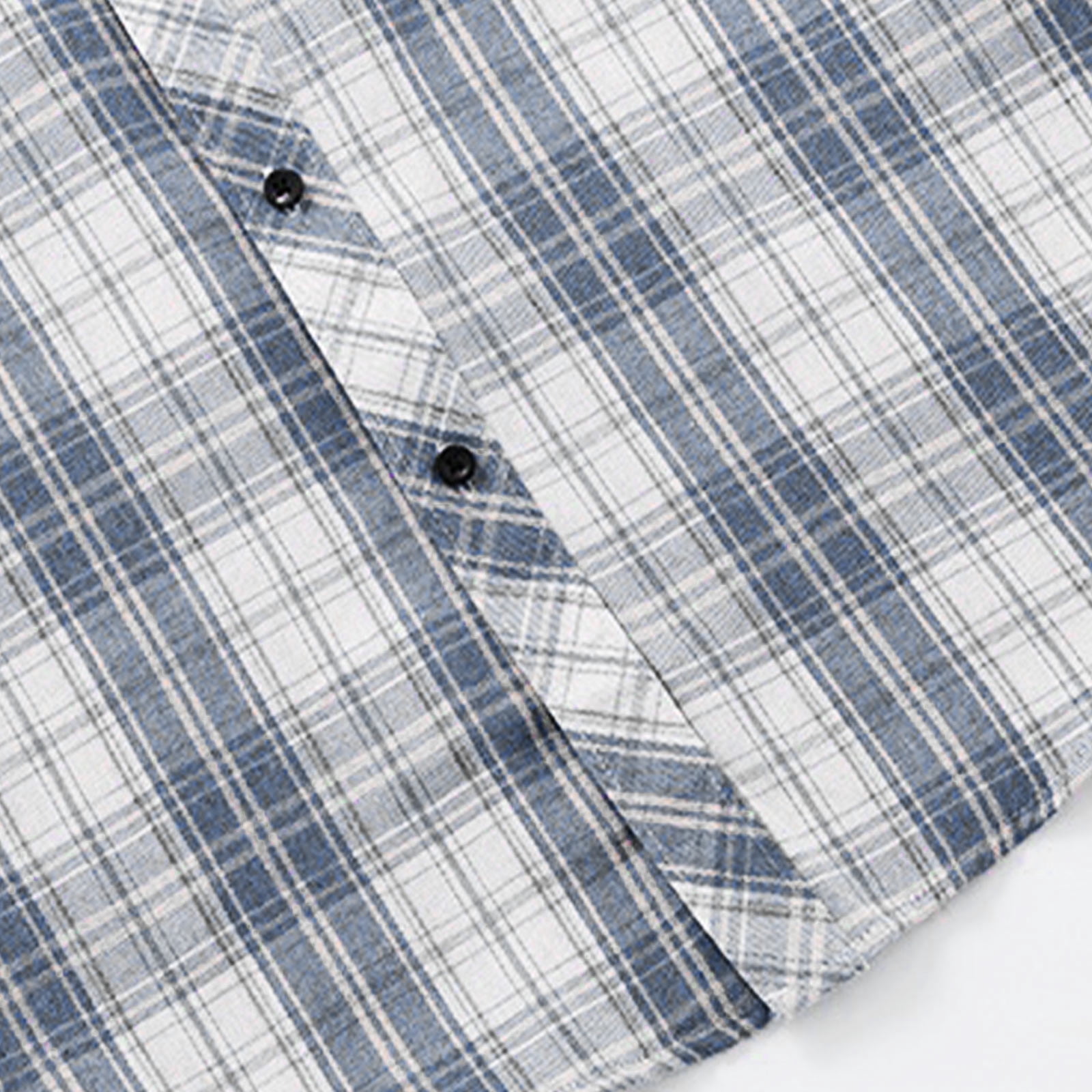FRSASU Men's Summer Plaid Dress Shirt Short Sleeve Button Down Cuban T-Shirts Western Casual Checkered Button Up Shirts Blue