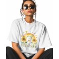 thumbnail image 2 of T Shirts for Women Short Sleeve Cotton Crewneck T-Shirt, Sunflower Plants Rainbow Love Heart Tee Tops Casual Basic T-Shirts, XS-5XL White XS, 2 of 7