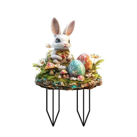Clearance Vggrvlo Outdoor Easter Decorations Yard Signs Outdoor Waterproof Easter Lawn Stakes for Holiday Party Spring Patio Lawn Decor