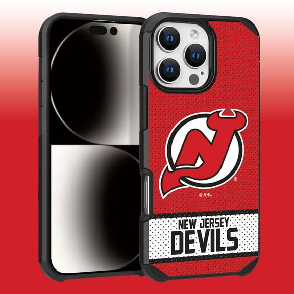 Apple iPhone 16 Pro Max (6.9) - NHL Licensed New Jersey Devils Mets Team Logo on Jersey Textured Dual Layer Case