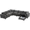 thumbnail image 6 of 117.5'' Modular Sectional Sofa with Storage Ottoman & Removable Cushions, 7-Seat Cloud Foam Chenille Living Room Furniture for Spacious Comfort (Gray), 6 of 9