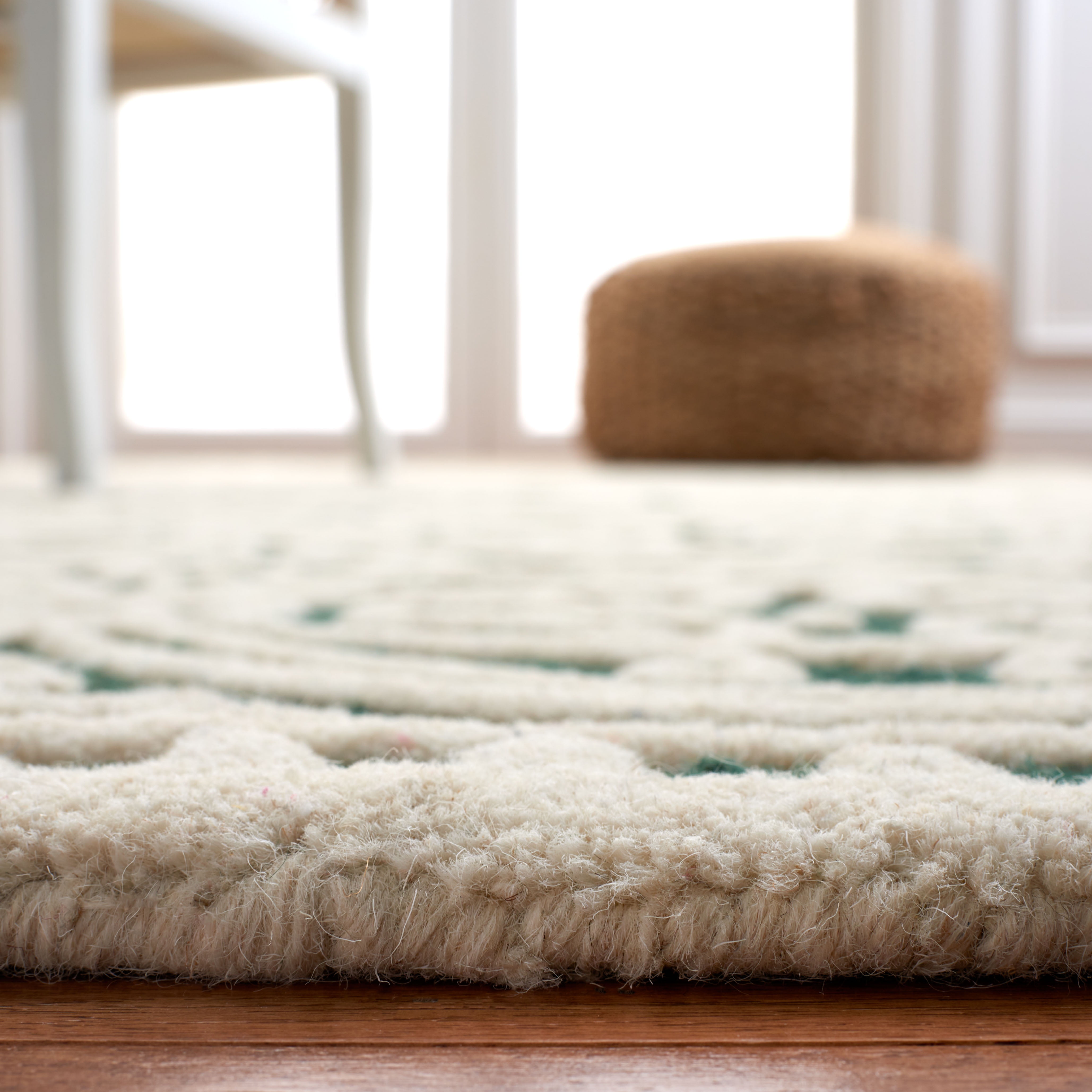 SAFAVIEH Cambridge Leslie Geometric Wool Area Rug, Dark Green/Ivory, 9' x 12'