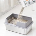 thumbnail image 6 of KUNWU Stainless Steel Cat Litter Box 20"x 14"x 8" With Enclosure Lid, Easy Clean, Never Absorbs Odor, Semi-Closed Cat Litter Box with Scoop, Anti Flash White, 6 of 12