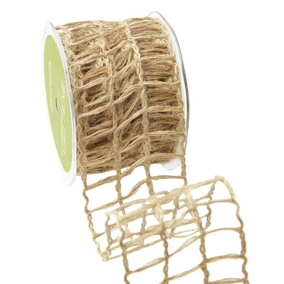 May Arts 516-25-11 Filet en Toile de Jute Naturel 6.4cm Tissage Ouvert, Naturel, 10 yd