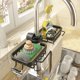 thumbnail image 5 of Soporte de esponja para grifo, jabón, paño de cocina, cepillo, fregadero, escurridor, organizador de aluminio para cocina, baño con gancho, negro mate, 5 of 5