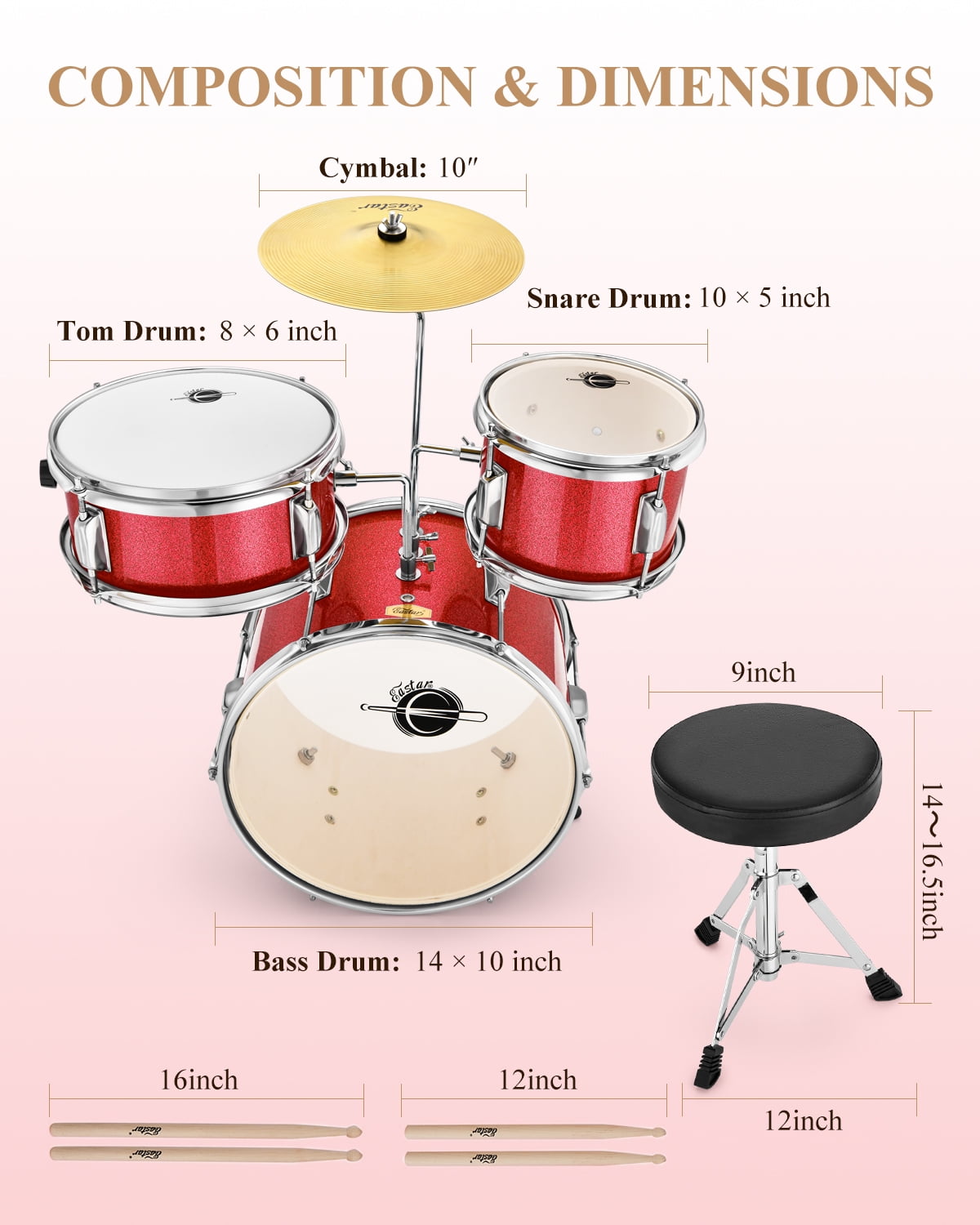Eastar 3 piece drum set online