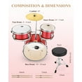 thumbnail image 3 of Eastar Drum Set for Kids 14 inch 3-Piece Drums Kit Child Beginners Jazz Musical Instrument, Throne, Cymbal, Pedal, Drumsticks, Red, 3 of 9