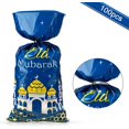 thumbnail image 5 of 100 Piezas Eid Mubarak Fiesta Hospitalidad Ramadán Bolsa Mezquita Bolsa de Regalo Impreso en Azul Oro Transparente Celofán Bolsa de Caramelo Plata Eid Mubarak ER, 5 of 5