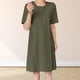 thumbnail image 5 of Moda mujer vestido suelto algodón lino camiseta vestido cuello redondo una línea vestido de sol FLhrweasw Nuevo, 5 of 9