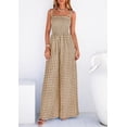 thumbnail image 3 of PRETTYGARDEN One Piece Jumpsuits for Women Summer Sleeveless Smocked Gingham Wide Leg Date Night Rompers Spring Outfits, 3 of 10