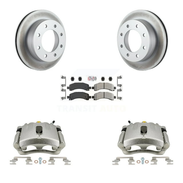 Transit Auto Rear Disc Brake Caliper Coated Rotors and Semi-Metallic Pads Kit for Car Chevrolet GMC Express 2500 Savana 3500 KCG-100928N