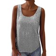 thumbnail image 7 of Sparkly Sleeveless Tank Camisole Loose Round Neck Party Tops Color: Grey Size: S, 7 of 7