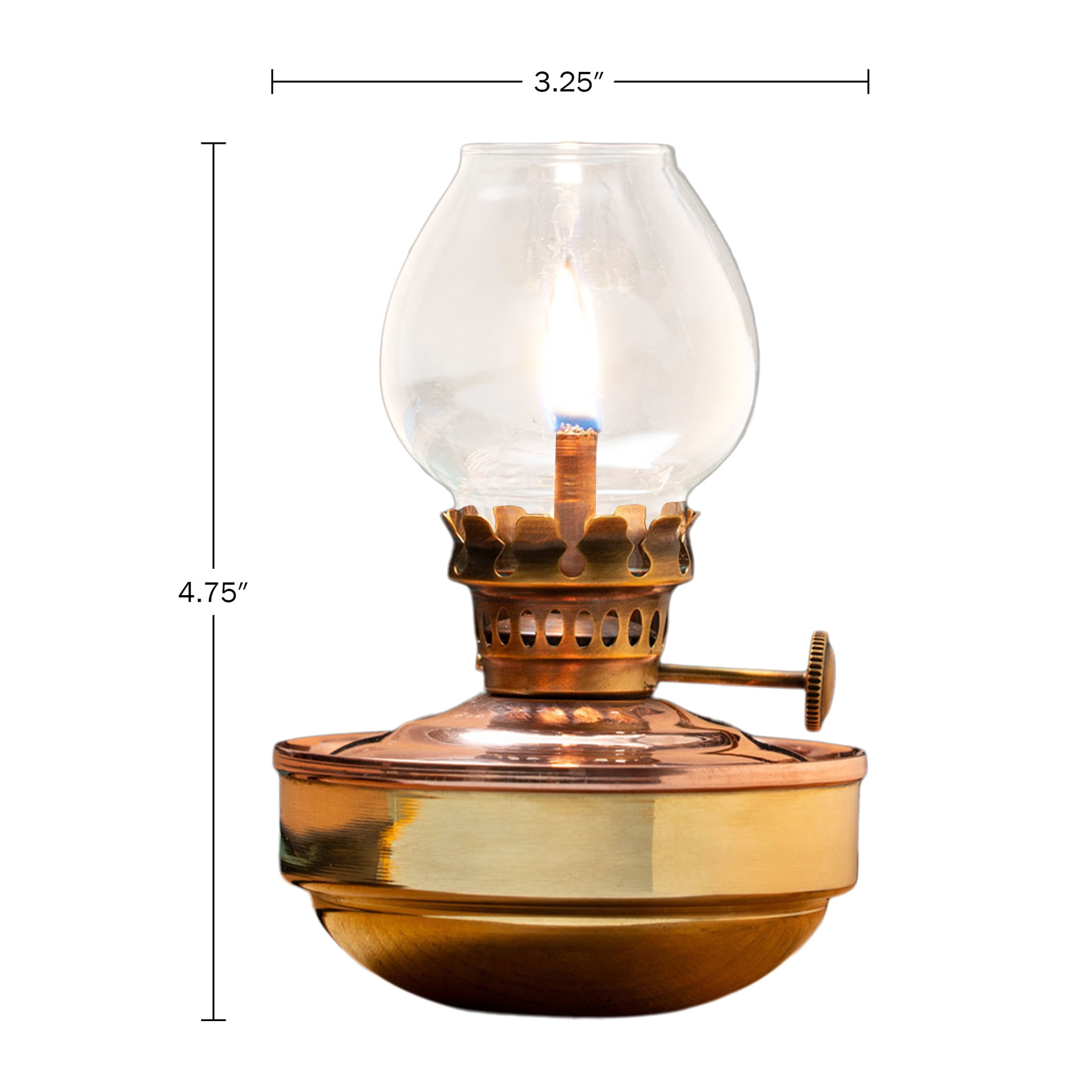 Kings County Tools 4.75” Tall Oil Lamp with Naval-Style Copper/Brass Body