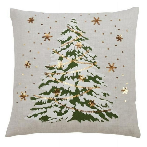 18 x 18 in. LED Lights Christmas Tree Pillow Cover, Blanco