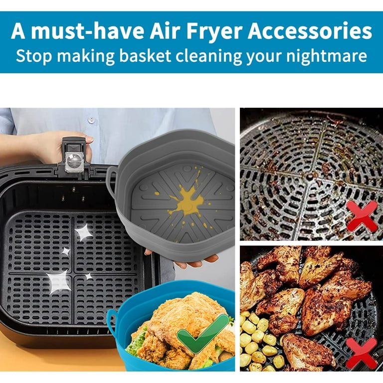 WILLED 2-Pack Air Fryer Silicone Liners 9.5inch for 6 to 9 QT Reusable Air  Fryer Pot Round Air Fryer Silicone Baking Tray Easy Cleaning for Oven  Accessories 