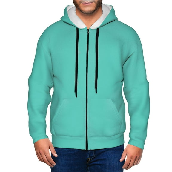 Vsdgher Teal Turquoise Mens Hoodies Zip Hoodie, Hoodies for Men, Zip-up Hooded Sweatshirt-Small