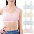 thumbnail image 4 of Bra for Girls, Soft Cotton Breathable Training Bra Set with Double-Layer Front, No Wire, 4 Piece Pack, Spring Summer Daily Wear, 4 of 9