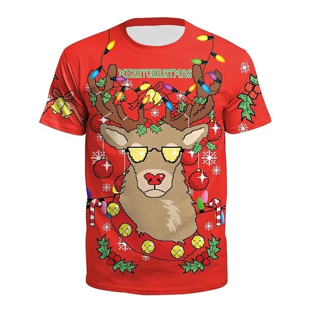 Nuevas camisetas para hombres con estampado de muñeco de nieve de Navidad en 3d, camisetas de manga corta Harajuku, ropa informal de verano para hombres, camiseta holgada de gran tamaño