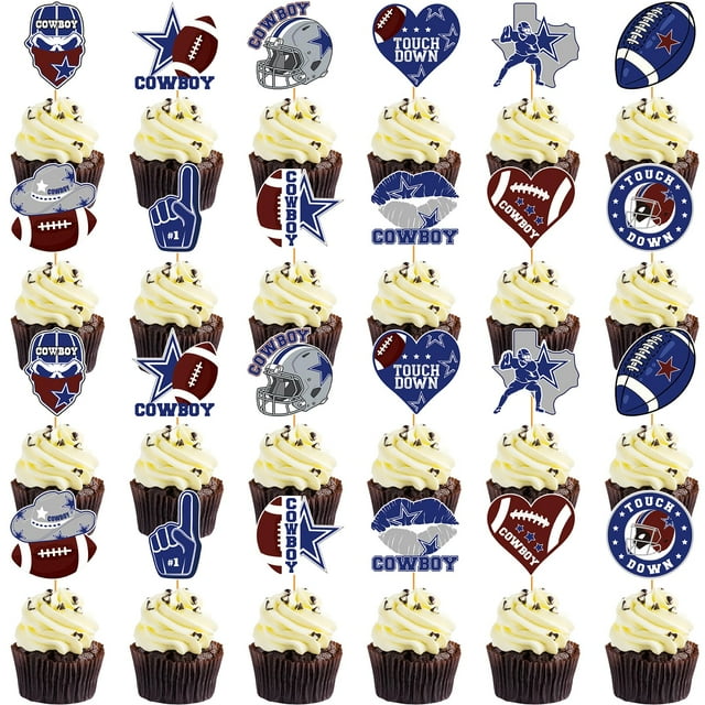 Cupcake Topper Picks Hokinaa Cowboy Football Fiesta de cumpleaños