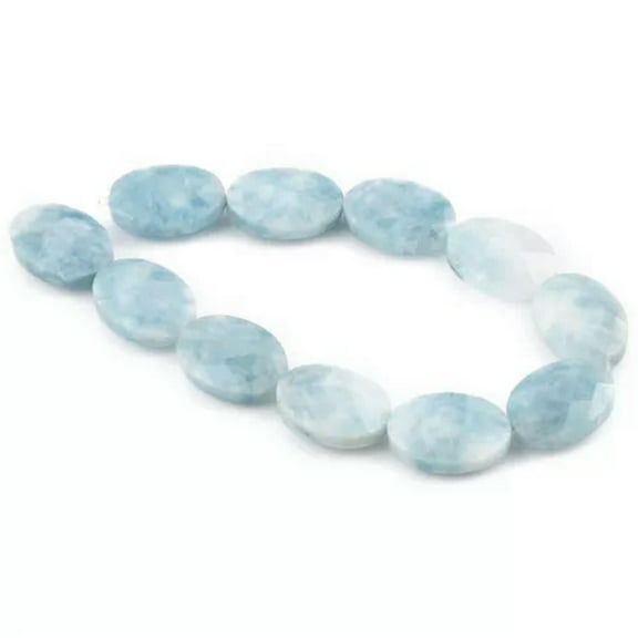 HOOUN Natural GemStones Agates Faceted Oval Loose Beads for Jewelry Making DIY 15''-aquamarine-15 inch