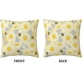 thumbnail image 3 of Throw Pillow Cover 18x18 Inch Decorative Velvet Pillow Cases Square Zipper Cushion Cover for Sofa Bedroom Living Room Home Decor - Bee Floral Daisy Funny Yellow, 3 of 6