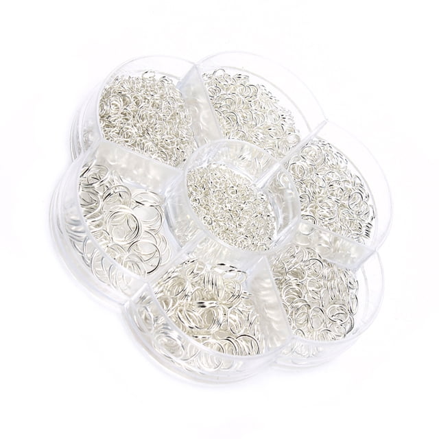 Yuarrent 1450 Unids/set Collares Tobilleras Anillos de salto abiertos Colgante Conectores de 3-10 mm Hallazgos de joyería Plata hecha a mano Type2 NO2