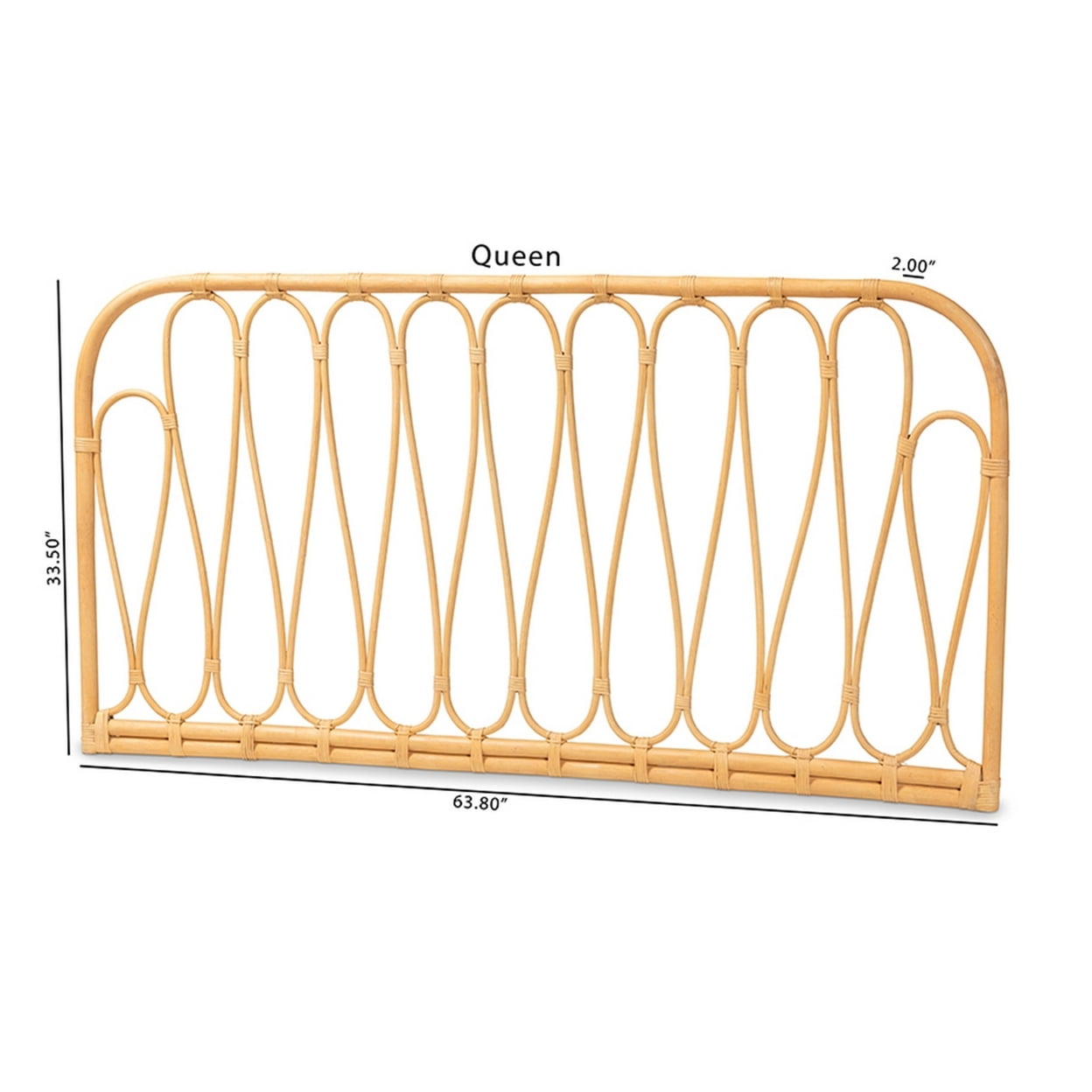 Baxton Studio Carrick Modern Bohemian Natural Brown Rattan Queen Size Wall-mount Headboard