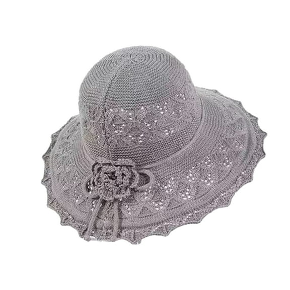 Xinwanna Women's Wide Brim Straw Hat Summer Beach Sun Hat Foldable Lady Braided Floppy Hat for Outdoor Travel Vacation (Grey,One Size)