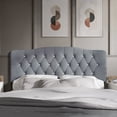 thumbnail image 2 of SSyao Velvet Button Tufted Headboard - Curved Design & Adjustable Height for Luxe Bedroom Comfort,Silver Grey-Full, 2 of 10