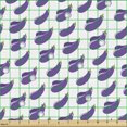 thumbnail image 2 of Ambesonne Eggplant Fabric by the Yard Upholstery, Aubergine Slices Design, 3 Yards, Violet Green White, 2 of 5