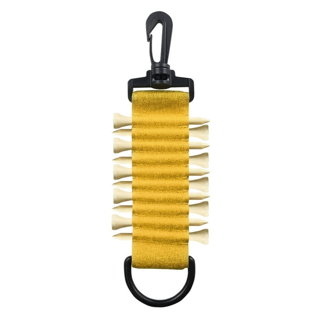 Estante para tee de golf, accesorio portátil para bolsa de golf, almacenamiento para 10 tees de golf, soporte para tee de golf para golf, ir y g amarillo