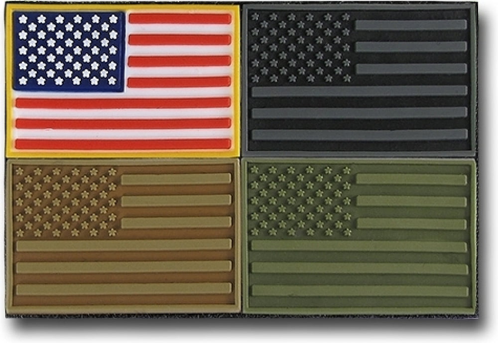 Black United States American Flag USA Tactical Rubber Patch Decal 3" X 2" 