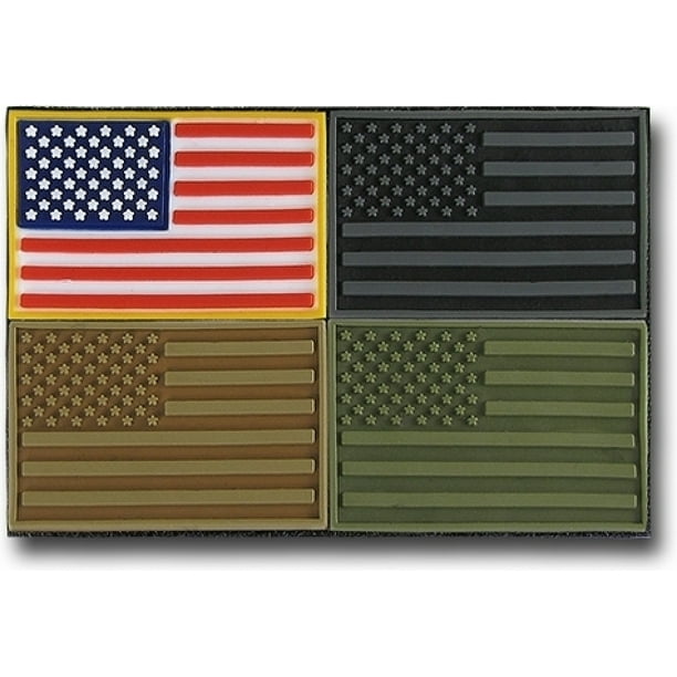 RapDom USA Flag Tactical Mini Rubber H&L VelcroBack Patch Set [4 Per Set Pack 1 1.5" x 1