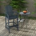 thumbnail image 6 of Gymax Set Of 2 Outdoor HDPE Bar Height Stool Patio Tall Chair Armrest Footrest All Weather Navy, 6 of 10