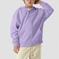 thumbnail image 6 of TOWED22 Hoodies for Teen Girls Boys Baggy Zip Up Classic Hooded Sweatshirts Casual Solid Long Sleeve Jacket with Pockets(Light Purple,6-7 Y), 6 of 6