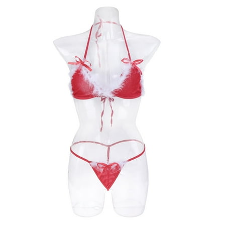 

OUNONA 3pcs Adult Sexy Lingerie and Hat Set Christmas Underwear Bra Set Mesh Women Briefs Flirting Apparel Christmas Costume Set Uderclothes Panty for Woman Lady -Size M