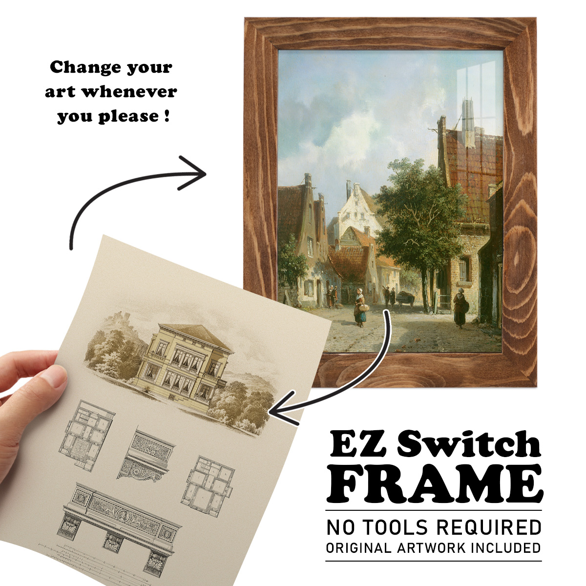 Estate and Plan I -Framed Print w/glass-Walnut